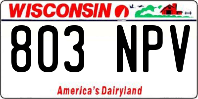WI license plate 803NPV