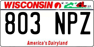 WI license plate 803NPZ