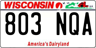 WI license plate 803NQA