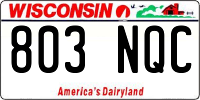 WI license plate 803NQC