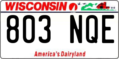 WI license plate 803NQE