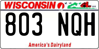 WI license plate 803NQH