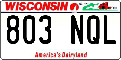 WI license plate 803NQL