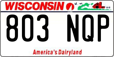 WI license plate 803NQP