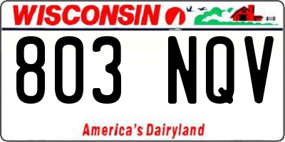 WI license plate 803NQV
