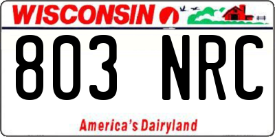 WI license plate 803NRC