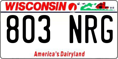 WI license plate 803NRG