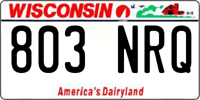 WI license plate 803NRQ