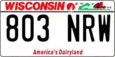 WI license plate 803NRW