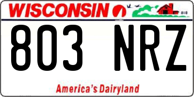 WI license plate 803NRZ
