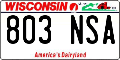 WI license plate 803NSA