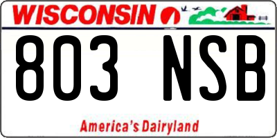 WI license plate 803NSB