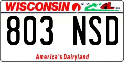 WI license plate 803NSD
