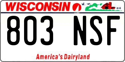 WI license plate 803NSF