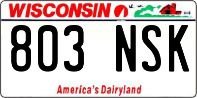 WI license plate 803NSK