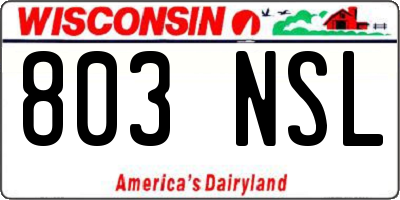 WI license plate 803NSL