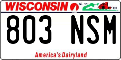 WI license plate 803NSM
