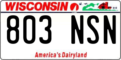 WI license plate 803NSN