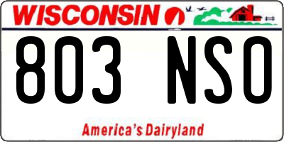 WI license plate 803NSO