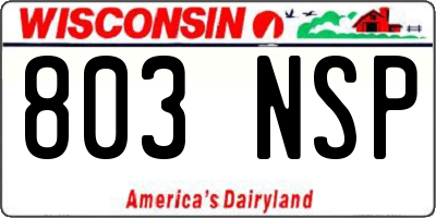 WI license plate 803NSP