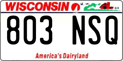 WI license plate 803NSQ
