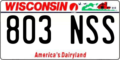 WI license plate 803NSS