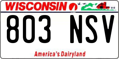 WI license plate 803NSV
