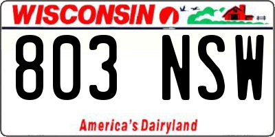 WI license plate 803NSW