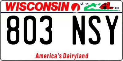 WI license plate 803NSY