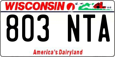 WI license plate 803NTA