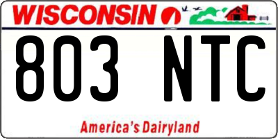 WI license plate 803NTC