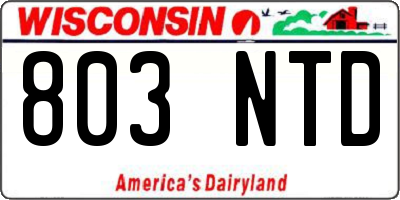 WI license plate 803NTD