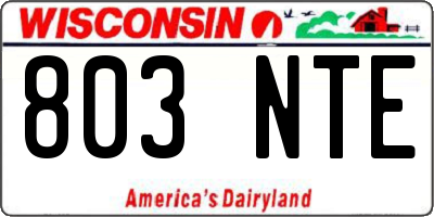 WI license plate 803NTE
