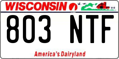 WI license plate 803NTF