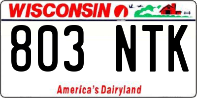 WI license plate 803NTK