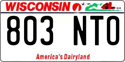 WI license plate 803NTO