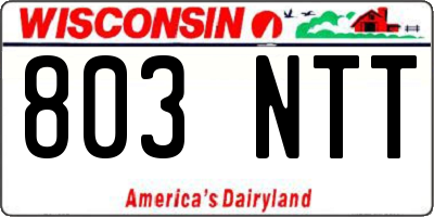 WI license plate 803NTT
