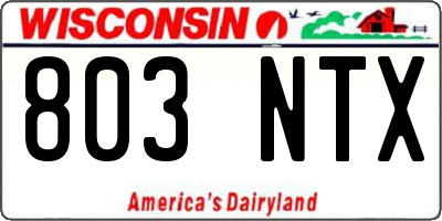 WI license plate 803NTX