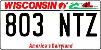 WI license plate 803NTZ