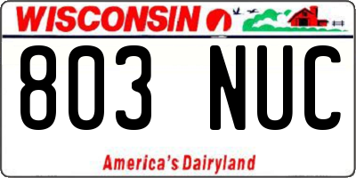 WI license plate 803NUC