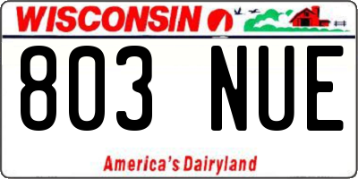 WI license plate 803NUE
