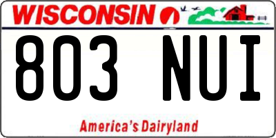 WI license plate 803NUI