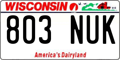 WI license plate 803NUK