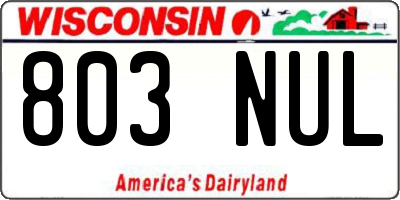 WI license plate 803NUL