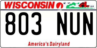WI license plate 803NUN