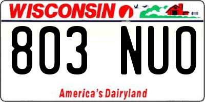 WI license plate 803NUO