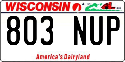 WI license plate 803NUP