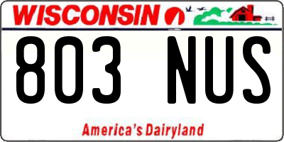 WI license plate 803NUS