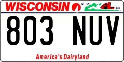 WI license plate 803NUV
