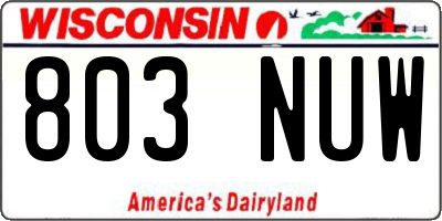 WI license plate 803NUW